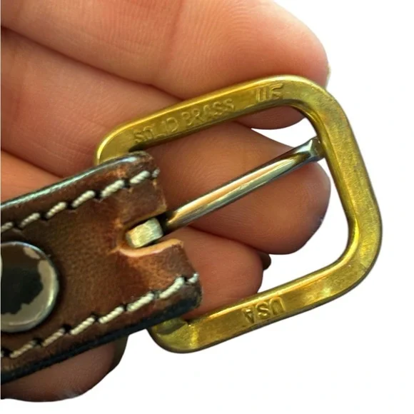 Chacon western Leather belt with solid Brass buckle size 30 - Picture 4 of 6